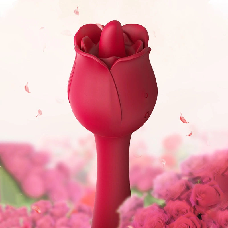 Rose Toy Tongue Licking Long Stick with Vibration